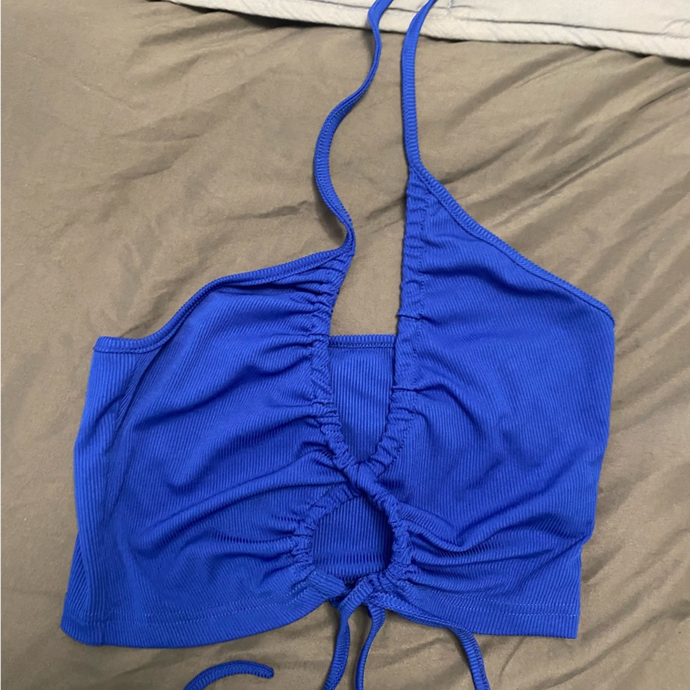 SHEIN blue cross cropped tank